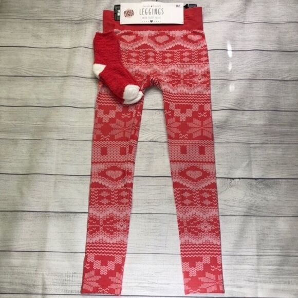 Derek Heart Holiday Print Leggings & Sock Set NWT - Picture 2 of 6